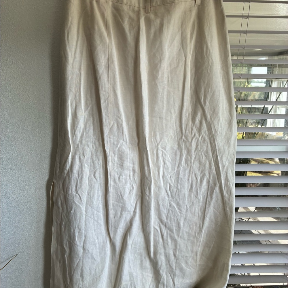 Talbots Cream Button-Front Midi Skirt - Picture 6 of 6